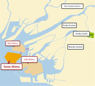 Map of Osaka and Yume-shima