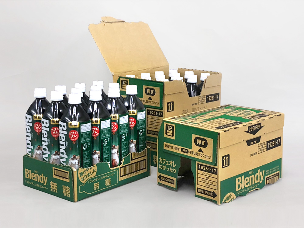 Two Ways Easy to Open Corrugated Boxes for Blendy Bottled Coffee
