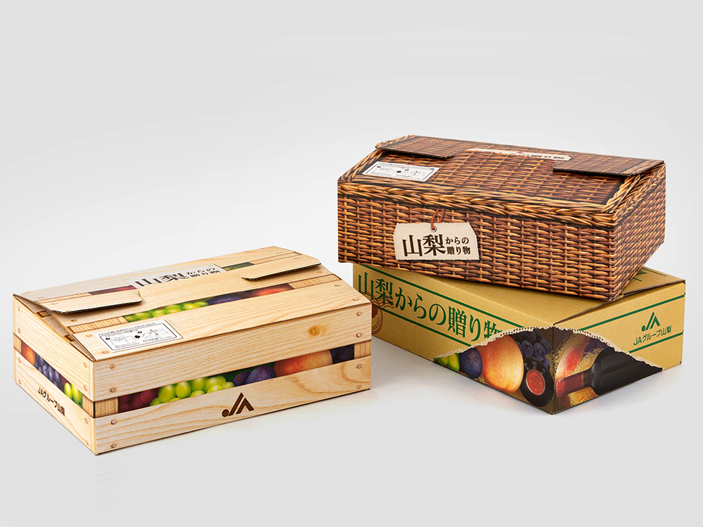 JA全农山梨 DEGI-PAKE（数码包装）直销所配送用的包装箱