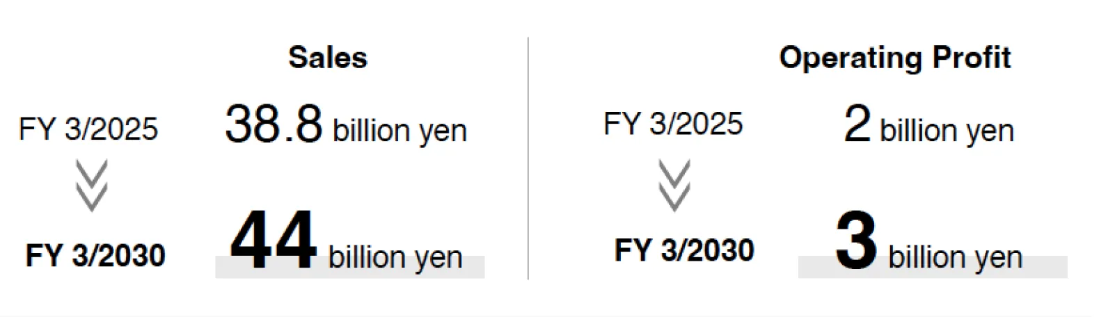Other Businesses:SalesFY 3/2030 44 billion yen, Operating Profit FY 3/2030 3 billion yen