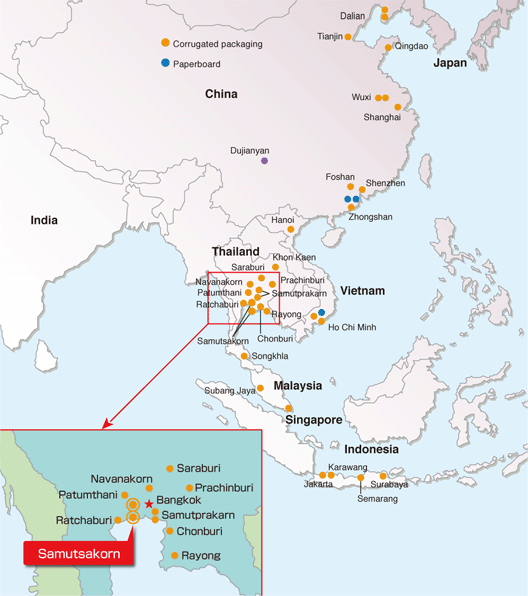 ●The Rengo Group's corrugated packaging and containerboard business locations overseas