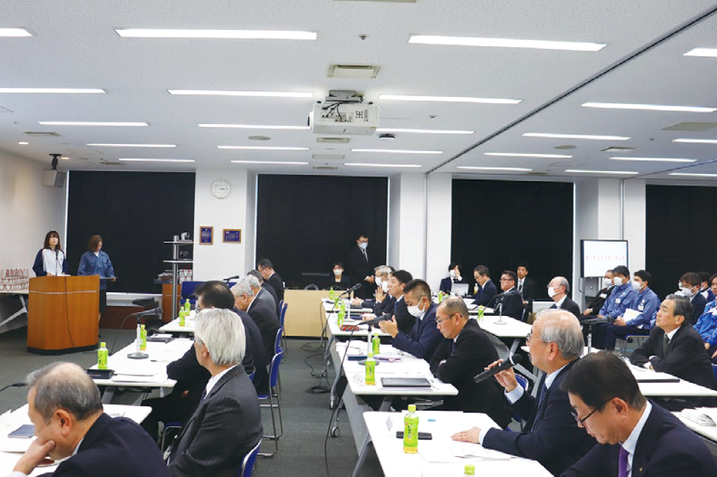 Giving a presentation on stage