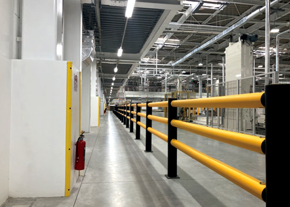 Safety barrier to separate pedestrians and vehicle pathways