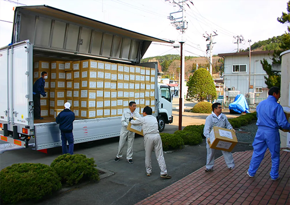 Unloading supplies from a truck