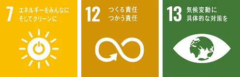 7.エネルギーをみんなに そしてクリーンに/12.つくる責任 つかう責任/13.気候変動に具体的な対策を