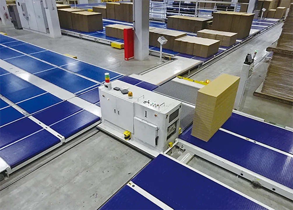 工場内に敷き詰められたローラーコンベア