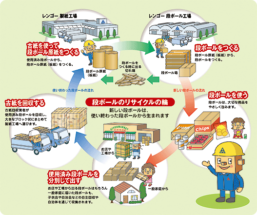 段ボールのリサイクルの輪