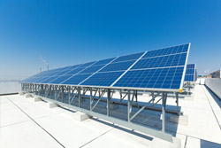 The photovoltaic power generating system on roof of main office