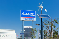 Street lamps powered by wind and solar energy